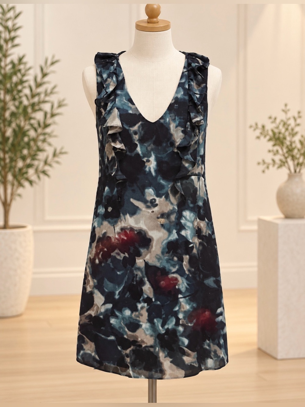 Ann Taylor Loft Floral watercolor Print Sleeveless dress size 12